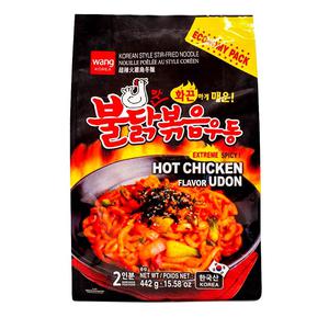 Wang Buldak Udon Hot Chicken Stir-fry Udon 442g (Två portioner)