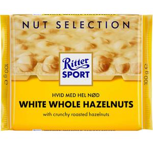 Ritter Choklad Vit med hasselnotter 100g Sport