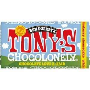 Tony's Chocolonely Vit Choklad Strawberry Cheesecake Fairtrade 180g Tony'S Chocolonely