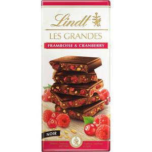 Lindt Les Grandes Mork Chokladkaka Raspberry & Cranberry 150g
