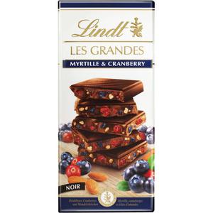 Lindt Les Grandes Mork Chokladkaka Blueberry & Cranberry 150g