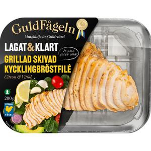 Guldfageln Lagat & Klart Grillad Skivad Kycklingbrostfile Citron & Vitlok 200g