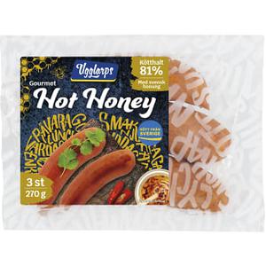 Ugglarps Grillkorv Hot Honey 81% Kotthalt 270g