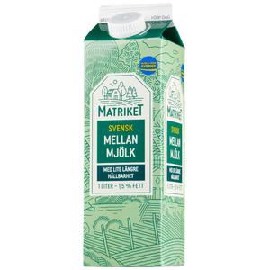 Matriket Mellanmjolk med langre hallbarhet