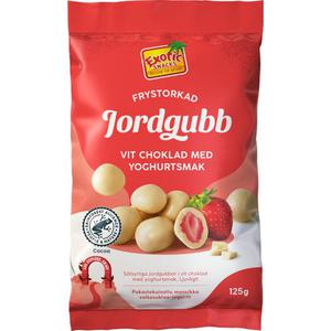 Exotic Snacks Frystorkade Jordgubbar Vit Choklad & Yoghurt 125g