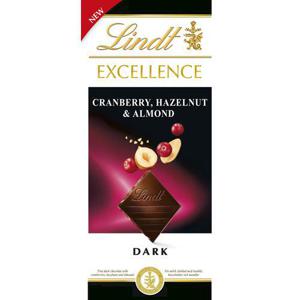 Lindt EXCELLENCE Mörk Chokladkaka Tranbär, Hasselnöt & Mandel 100g