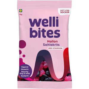 Wellibites Godis Hallon & Saltlakrits Sockerfri 70g