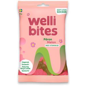 Wellibites Sockerfri Vegangodis Paron & Melon 70g