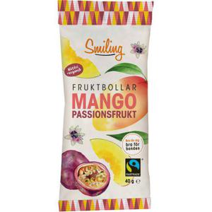 Smiling Fruktbollar Mango & Passionsfrukt Fairtrade 40g