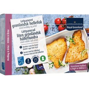 Royal Greenland Halleflundra Panerad Vitlok & Orter MSC Fryst 250g
