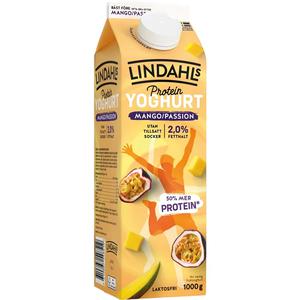 Lindahls Proteinyoghurt Mango Passion Laktosfri 2% 1000g
