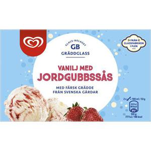 GB Glace Gräddglass Vanilj med Jordgubbssås 500ml