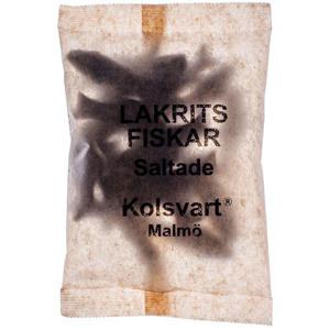 Kolsvart Lakritsfiskar Saltade Veganska 120g