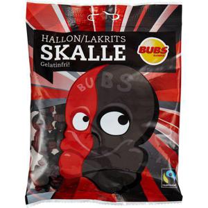 Bubs Godis Hallon Lakritsskallar Veg 190g