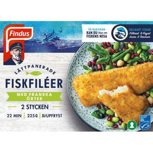 Findus Lättpanerade Fiskfiléer med Franska Örter Frysta 225g