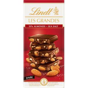 Lindt LES GRANDES Mörk Chokladkaka Mandel & Havssalt 150g