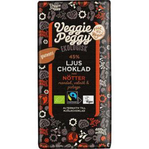 Veggie Peggy Vegansk Ljus Choklad med Nötter EKO/Fairtrade 85g