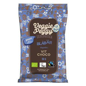 Veggie Peggy Vitchokladdoppade Blåbär Fairtrade/EKO 50g