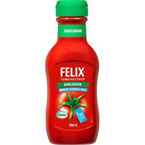 Felix Ketchup Mindre & Salt EKO/KRAV 980g