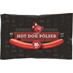 GØL Röd Hot Dog Pölser 16-p 1000g Gol Pölser
