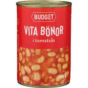 Budget Vita Bönor i Tomatsås 415g