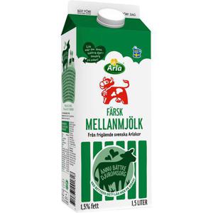 Arla Ko Färsk Mellanmjölk 1,5% 1,5L Arla