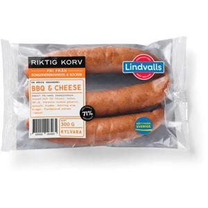 Lindvalls Korv BBQ & Cheese 300g