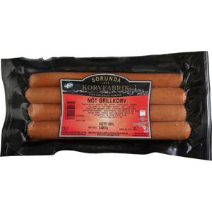 Sorunda Korv Grillkorv Nöt 480g fabrik