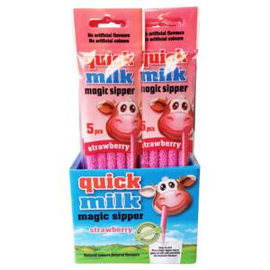 Quick Milk Ätbara Sugrör Jordgubb 5-p