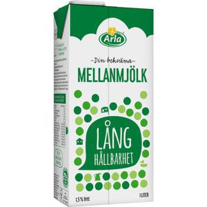 Arla Mellanmjölk med Lång Hållbarhet 1,5% 1L