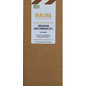 Malmö Chokladfabrik Bakchoklad Ljus 52% Vegansk EKO 80g