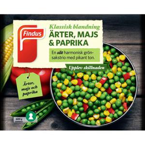 Findus Ärtor, Majs & Paprika Fryst 600 g