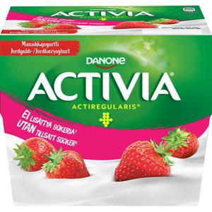 Activia Yoghurt Jordgubb Utan Tillsatt Socker 4x125g