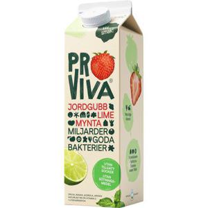 Proviva Fruktdryck Jordgubb, Lime & Mynta Utan tillsatt socker & Sötningsmedel 1L