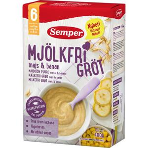 Semper Mjölkfri Gröt Majs & Banan 400g