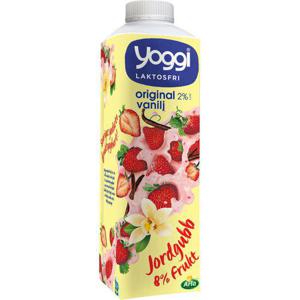 Yoggi Jordgubb/Vanilj Laktosfri 2% 1L Arla
