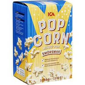 ICA Micropopcorn Smörsmak 270g 3-p
