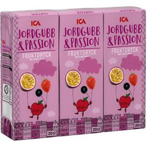 ICA Fruktdryck Jordgubb&Passion 3-p 60cl