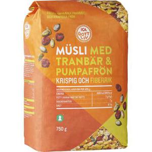 ICA Gott Liv Müsli Tranbär & pumpafrön 750g