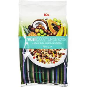 ICA Müsli 50% Frukt & nötter 750g