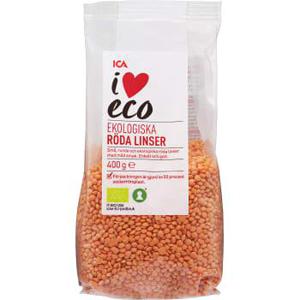 ICA I love eco Röda linser Ekologisk 400g