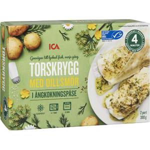 ICA Torskrygg med dillsmör 2-p Fryst 300g