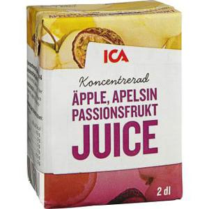 ICA Äppel apelsin & passionsfruktjuice Koncentrat 2dl