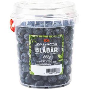 ICA Blåbär i hink 500g Klass 1