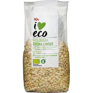 ICA I love eco Gröna linser 400g KRAV