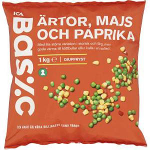 ICA Basic Ärtor majs paprika Fryst 1kg