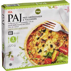 ICA Grönsakspaj med fullkorn Fryst 220g