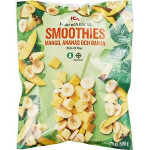 ICA Frukt till smoothies Mango ananas banan Fryst 500g