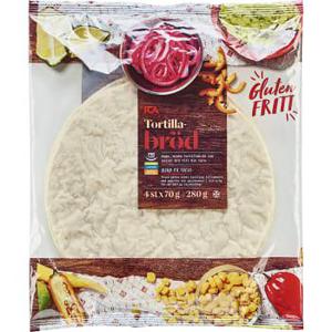 ICA Tortillabröd Glutenfri Fryst 4-p 280g
