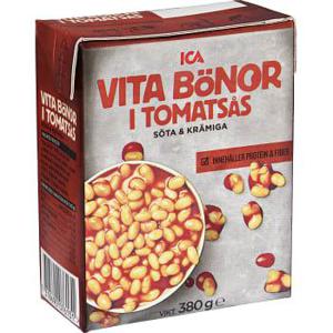 ICA Vita Bönor i Tomatsås 380g